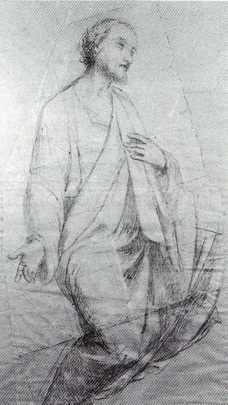Figura di santo - 1871, carboncino su carta cm. 128x74, coll. privata
